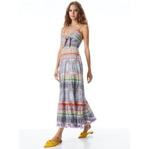 ALICE + OLIVIA MINKA TIE FRONT MAXI DRESS